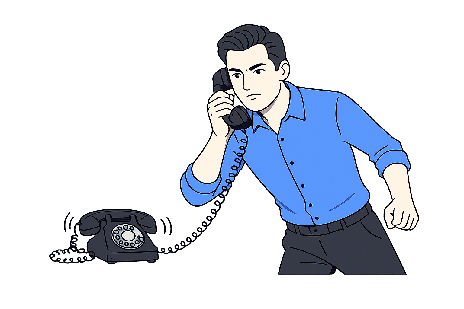 Kai mascot focused on a phone call for an AI voice agent demo
