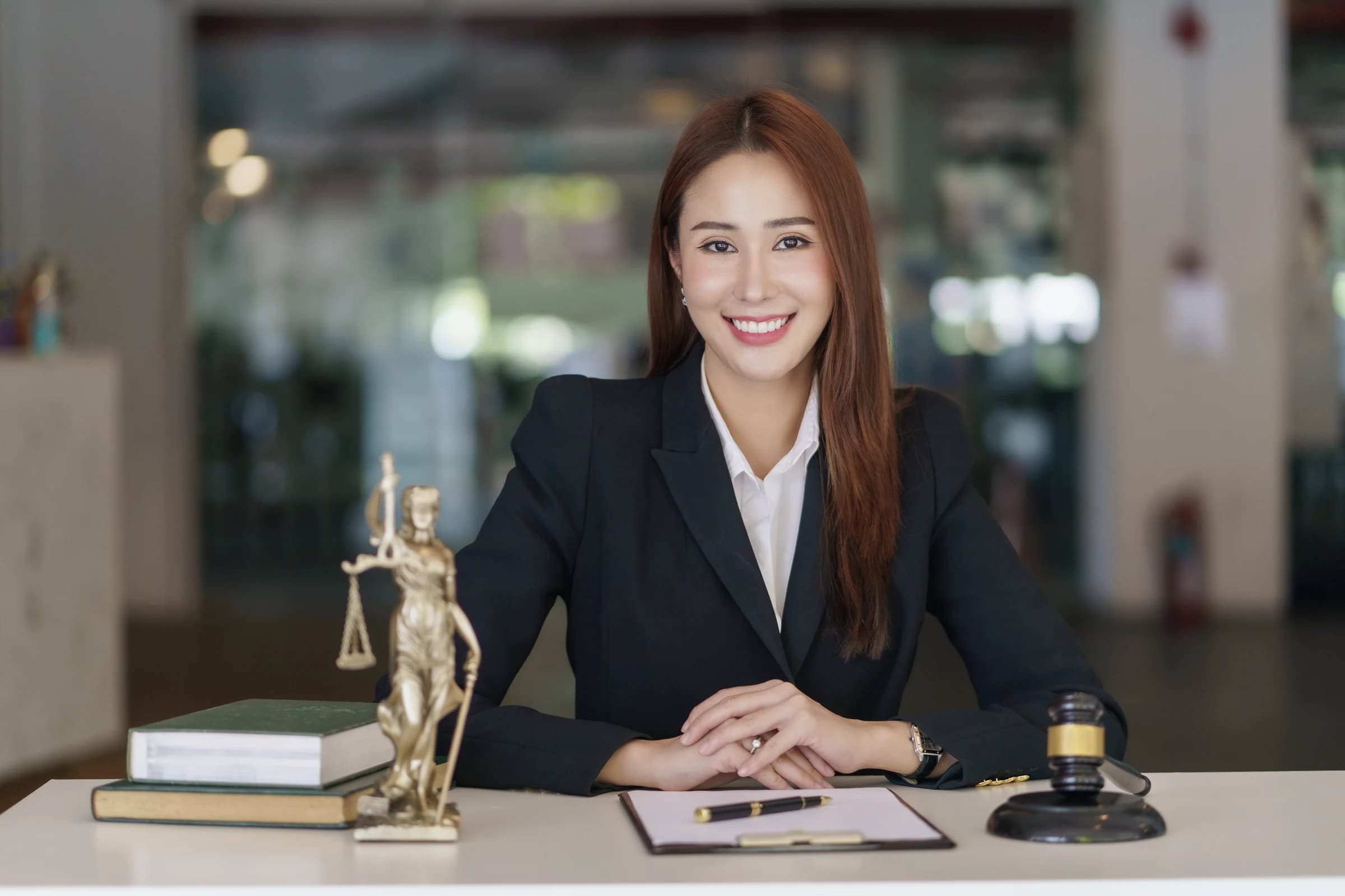 A lawyer at her desk between client calls